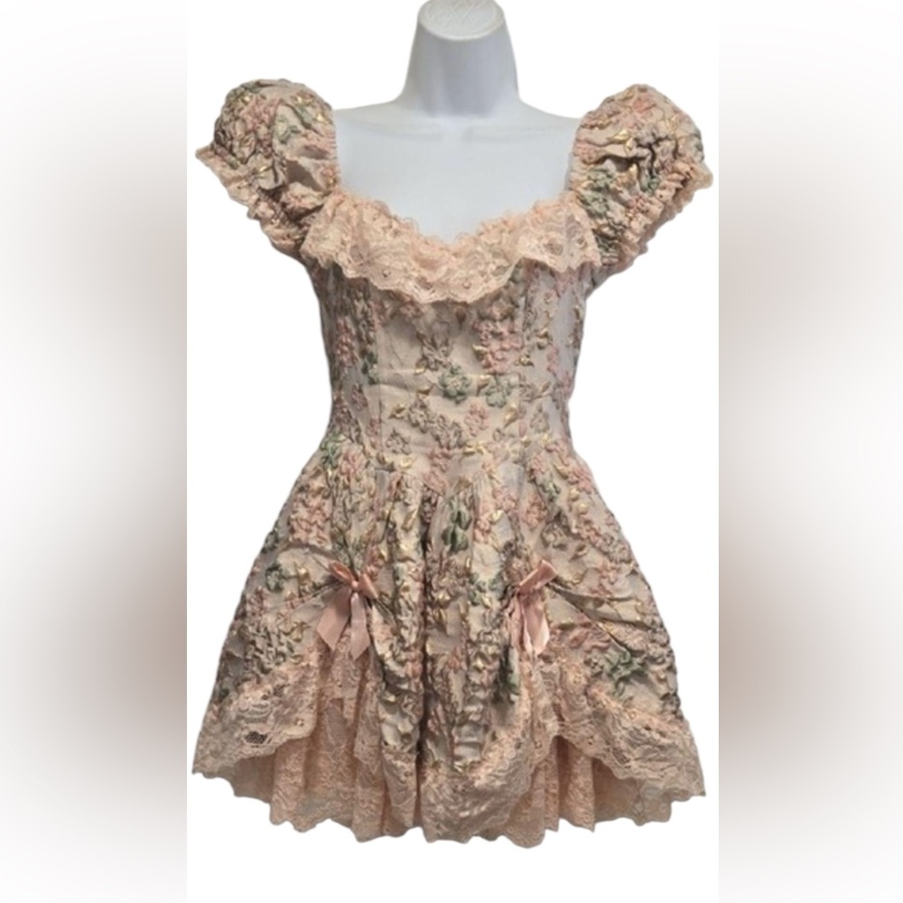 Dolls Kill Pink Floral Lace Mini Dress